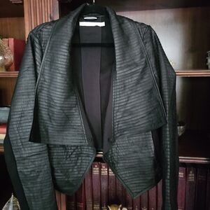 Blanc Noir Black Leather Jacket with Sporty Sheen